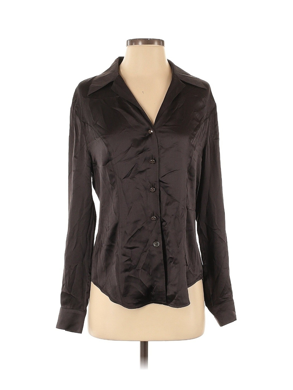 Escada 100% Silk Black Button-Front Blouse